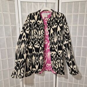 Gretchen Scott Quilted Black White  Jacket Sz XL